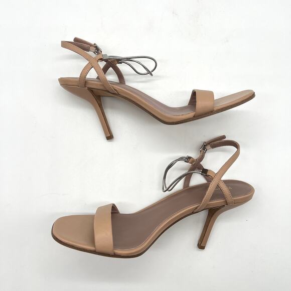 DIANE VON FURSTENBERG Frankie Heeled Sandal Womens 8 Tan leather Anklet Accent - Picture 5 of 11